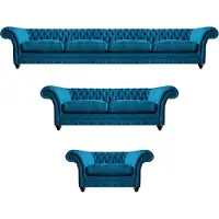 AEA Luxus Komplett 3tlg Chesterfield Textil Sofas Polstermöbel Sofa Set Einrichtung