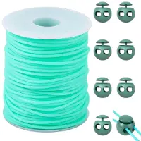 OEM Tuyau en caoutchouc de 2 mm de diamètre et 50 mètres de longueur, idéal pour la fabrication de bijoux et travaux manuels. Couleur vert citron, avec 8 stoppers en plastique