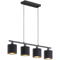 RL LIVE YOUR LIGHT Reality Leuchten Tommy R30334079, suspension, métal noir mat, abat-jour en tissu