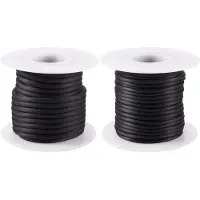 OEM Tuyau en caoutchouc profilé - Longueur : 15 mètres - Pour le crochet, les travaux manuels et la fabrication de bijoux - Diamètre : 2 mm et 3 mm - Couleur : noir
