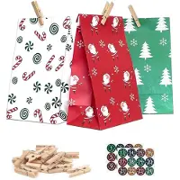 Markenlos Calendrier de l'Avent à remplir - 24 sachets en papier - Décoration de Noël - 24 pièces