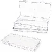 Markenlos Boîtes de rangement avec couvercle rabattable - Lot de 3, rectangulaires, en plastique transparent