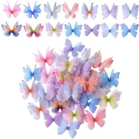 OEM Décoration papillon - Orné de strass - Matériel de loisirs créatifs et décoration - 70 pièces - Tissu organza double épaisseur