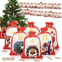 Markenlos Calendrier de l'Avent à remplir - 24 petits sacs en tissu - Décoration de Noël - 18x13 cm