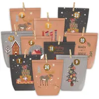 OEM Calendrier de l'Avent à remplir - 24 sachets en papier avec des autocollants numérotés - À personnaliser soi-même