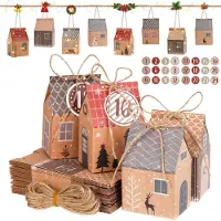 Markenlos Calendrier de l'Avent à remplir - 24 boîtes avec des autocollants numérotés - Kit de bricolage à suspendre ou à poser - Décoration de Noël pour la maison