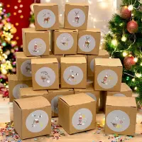 OEM Calendrier de l'Avent à remplir - 24 boîtes avec des autocollants numérotés - Kit de bricolage "faites-le vous-même" - 5x5x5 cm - couleur marron naturel