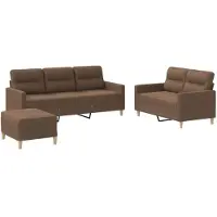 vidaXL Ensemble de canapés 3 pièces avec coussins Tissu brun