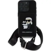 Karl Lagerfeld Saffiano Crossbody Strap Karl And Choupette Iphone 16 Pro Max Phone Case Noir