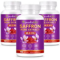 P-Beauty Extrait de safran 88,5 mg. Safran pour l'humeur, l'énergie, la concentration et la vision. Dosage élevé, 3 flacons de 90 capsules