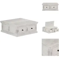 vidaXL Table basse blanche, 70x70x30 cm, en bois massif de mangue - Tables basses