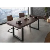 MASSIVMOEBEL24.DE MASSIVMOEBEL24 | Table à manger 220x100 Acacia laqué Brun / Anthracite mat FREEFORM 5