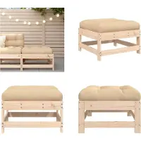 vidaXL Tabouret de jardin avec coussin pin massif - Tabouret de jardin - Tabouret de terrasse - Tabouret d'extérieur - Tabouret de pied de jardin