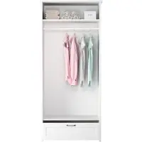 AEA Kleiderschrank aus Stoff Garderobenschrank Schublade Kleiderstange Weiß