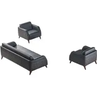 Xl Moebel Gmbh Sitzmöbel 3-Sitzer 2x Sessel Schwarz Lehnsessel Couch Set Modern Leder