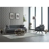 AEA Komplette Polstersofa Sessel Dreisitzer Stoffsofa Grau Sofa 2tlg Set