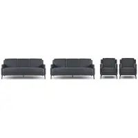 Xl Moebel Gmbh Arbeitszimmer-Set 4tlg 2x 3-Sitzer 2x Sessel Dunkelgrau Einfarbig Modern
