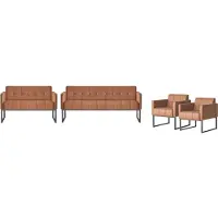 Xl Moebel Gmbh Arbeitszimmer-Set 4tlg 2x 3-Sitzer 2x Sessel Braun Einfarbig Modern Stil