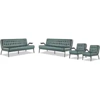 AEA Sofagarnituren-Set 3-Sitzer Sessel Grün Chesterfield Modern Ledersofas