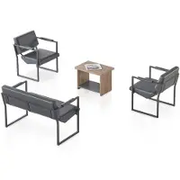 Xl Moebel Gmbh Moderner Schwarzer Wartezimmer Set Stilvoller 2-Sitzer Couchtisch Sessel