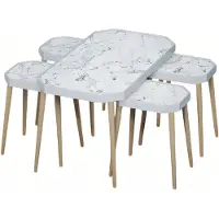 AEA Eleganter weißer Holz Couchtisch mit Beistelltischen im modernen Stil