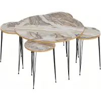 Xl Moebel Gmbh Mehrfarbiger Holz-Couchtisch mit Beistelltischen im modernen Stil