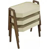 AEA Elegantes Beiges Holz Couchtisch-Set im modernen Stil