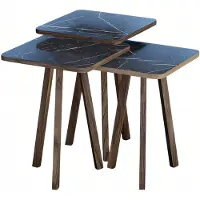 AEA Elegantes schwarzes Couchtisch-Set aus Holz im modernen Stil