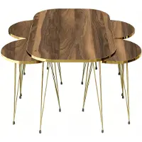 AEA Eleganter brauner Holz-Couchtisch mit Beistelltischen im modernen Stil