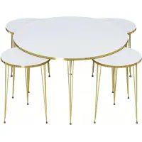 AEA Eleganter weißer Holz-Couchtisch mit Beistelltischen im modernen Stil