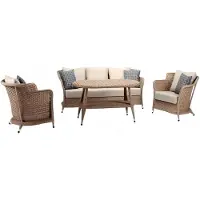 AEA Sofagarnitur set 3 Sitzer Sofas 2x Sessel Couchtisch Terrasse Moderner Beige set