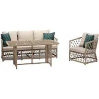 AEA Sofagarnitur set 3 Sitzer Sofas Sessel Couchtisch Terrasse Moderner Beige set