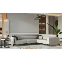AEA Luxus Ecksofa Stoffsofa Polstersofa L-Form Sofa Couch Grau Wohnzimmer