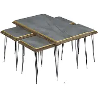 AEA Grau MDF Edelstahl Couchtisch mit Beistelltischen modern und elegant