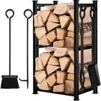 Unyqoos Étagère murale Famanu en bois avec kit d'outils - 72x46x30 cm, noire