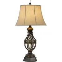 Elstead Lighting Lampe de table avec abat-jour Augustine, couleur brun-crème, 1xE27x60W, tissu, dimensions : 89,5 x 50,8 x 50,8 cm, IP20, Feiss