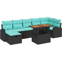 vidaXL Ensemble de salon de jardin , 8 pièces, noir, en résine tressée
