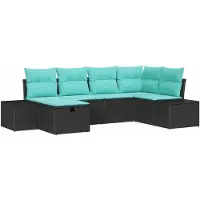vidaXL Ensemble de canapés de jardin , 6 pièces, noir, en résine tressée