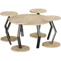 AEA Eleganter brauner Holz-Couchtisch mit Beistelltischen im modernen Stil