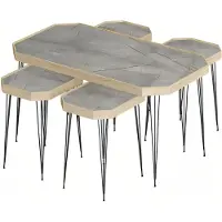 AEA Eleganter grauer Holz-Couchtisch mit Beistelltischen im modernen Stil