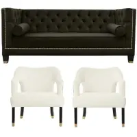 Xl Moebel Gmbh Chesterfield+2 Fauteuil Noir Blanc XXL Big Textile Tissu Canapés Meubles Créatifs