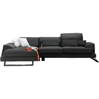 AEA Ecksofa Modern L-Form Design Schwarz Einfarbig mit Kisset Textil Material
