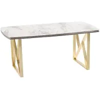 AEA Eleganter Esstisch luxuriösen goldenen Beinen rechteckige Holztischplatte