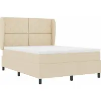 vidaXL Lit boxspring avec matelas Crème 140 x 190 cm Tissu