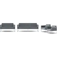 Xl Moebel Gmbh Arbeitszimmer-Set 4tlg 3-Sitzer 2-Sitzer 2x Sessel Grau Einfarbig Modern