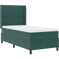 vidaXL Lit boxspring avec tête de lit vert foncé 100 x 200 cm velours