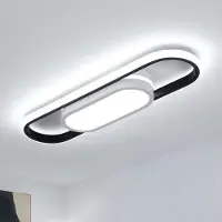 Riserva Plafonnier LED , 30W, rectangulaire, lumière blanche froide (6500K), 48 cm – 30 W, noir, 48 cm, 6500 K