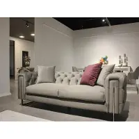 AEA Moderne Hellgraue Chesterfield Couch Designer Polstersofa 3-Sitzer