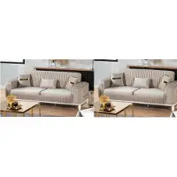 AEA Stilvolle Beige Polstergarnitur Designer Dreisitzer Stoffsofas Couch