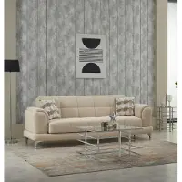 AEA Polstersofa Couch Dreisitzer 3 Sitzer Stoffsofa Beige Sofa Modern